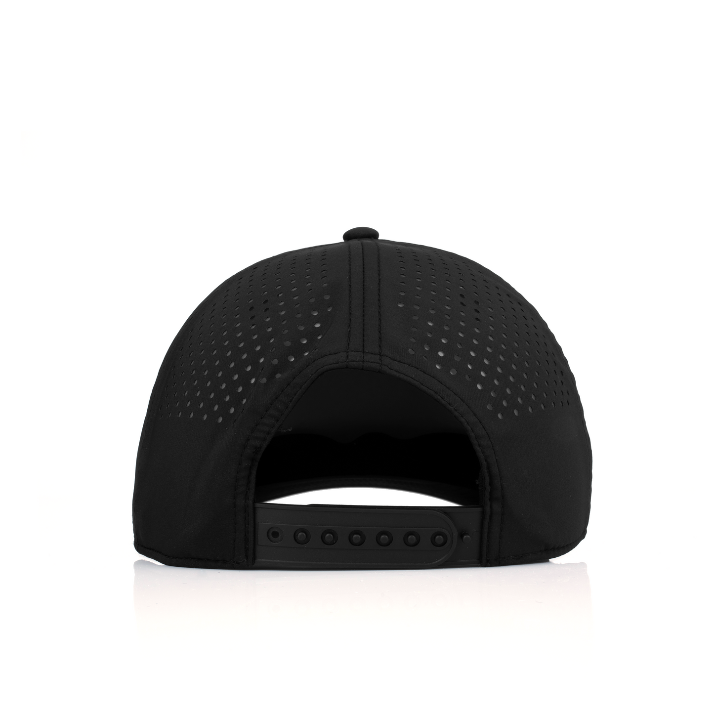 Curved 5-Panel Rope Hat: Stacked Logo - Black