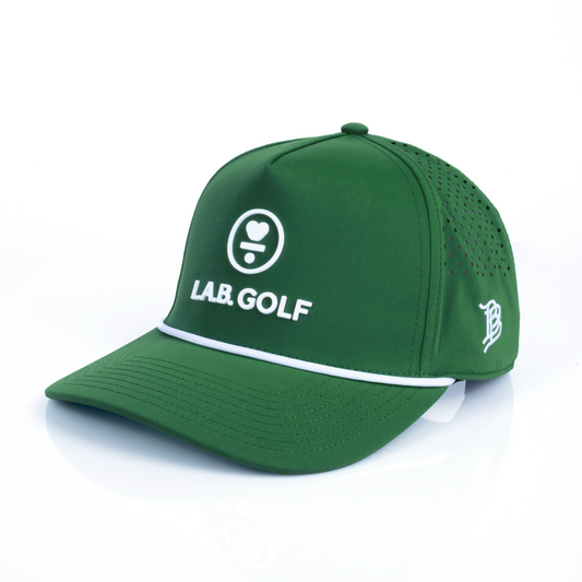 Curved 5-Panel Rope Hat: Stacked Logo - Kelly Green