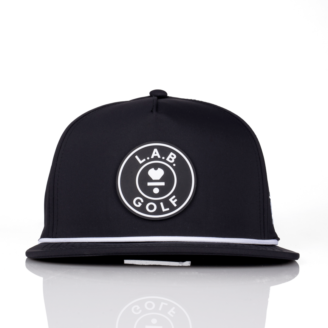 Flat Brim 5-Panel Rope Hat - Black