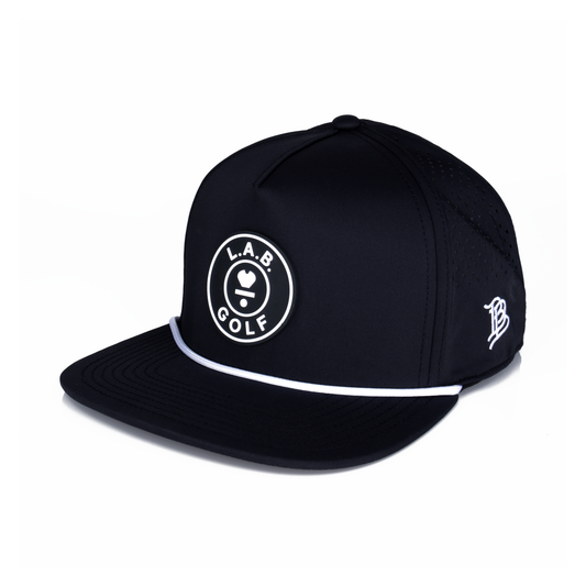Flat Brim 5-Panel Rope Hat - Black