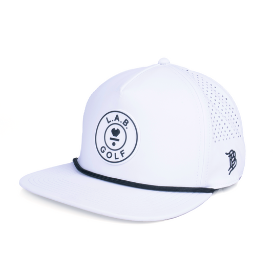 Flat Brim 5-Panel Rope Hat - White