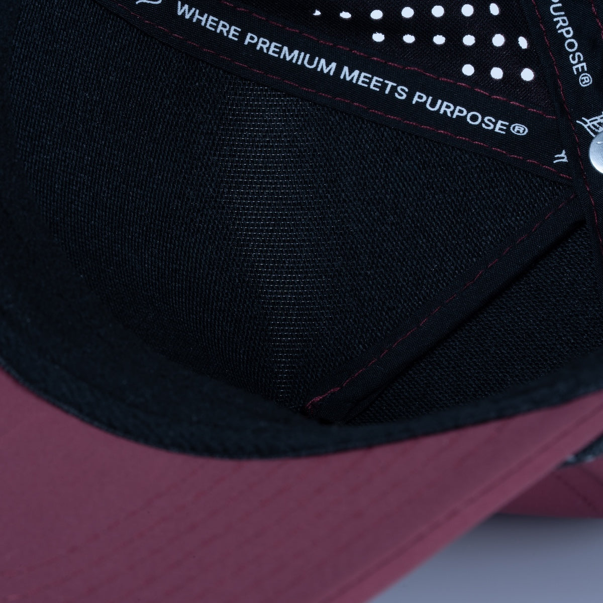 Curved 5-Panel Rope Hat: Stacked Logo - Maroon