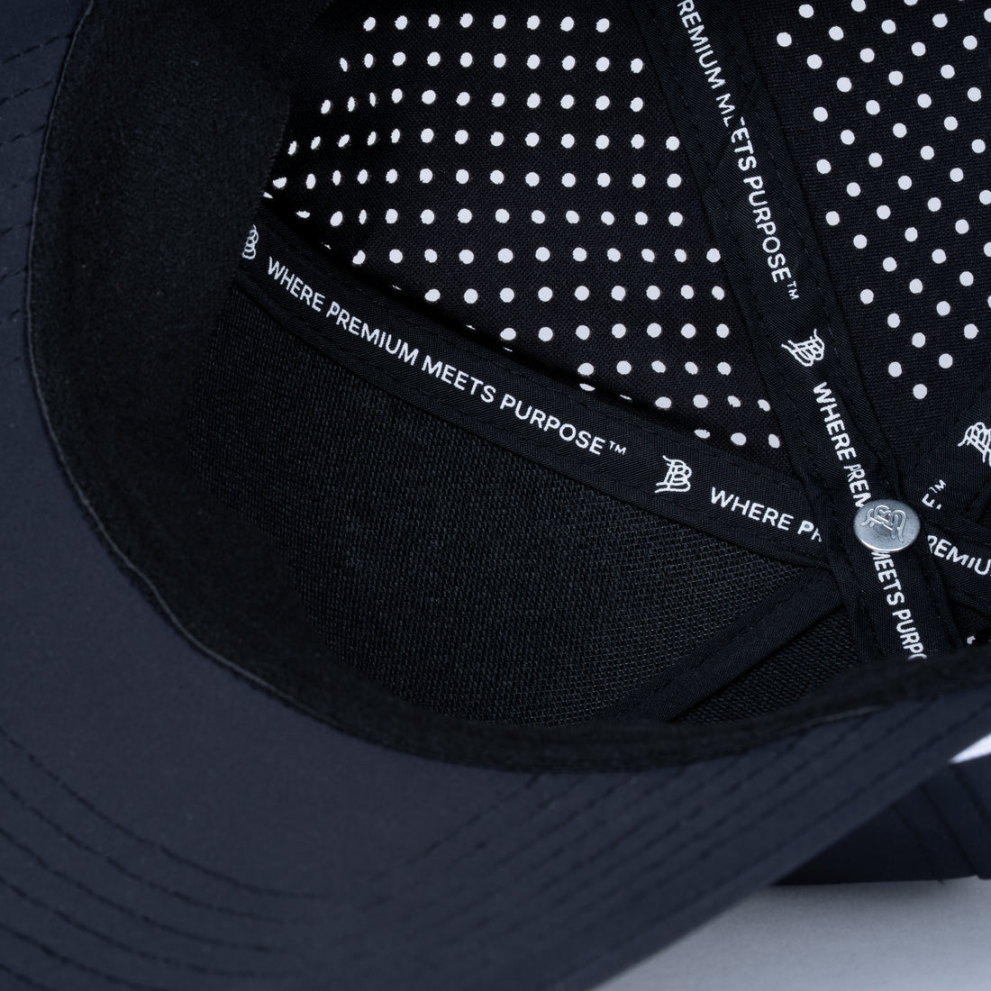 Curved 5-Panel Rope Hat: Leather Patch - Black