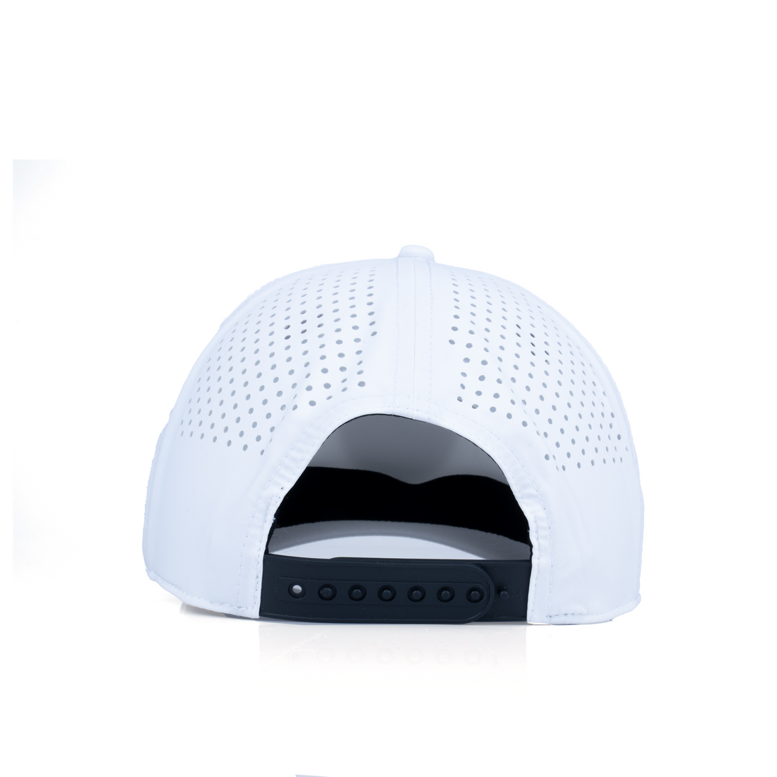 Curved 5-Panel Rope Hat: Leather Patch - White