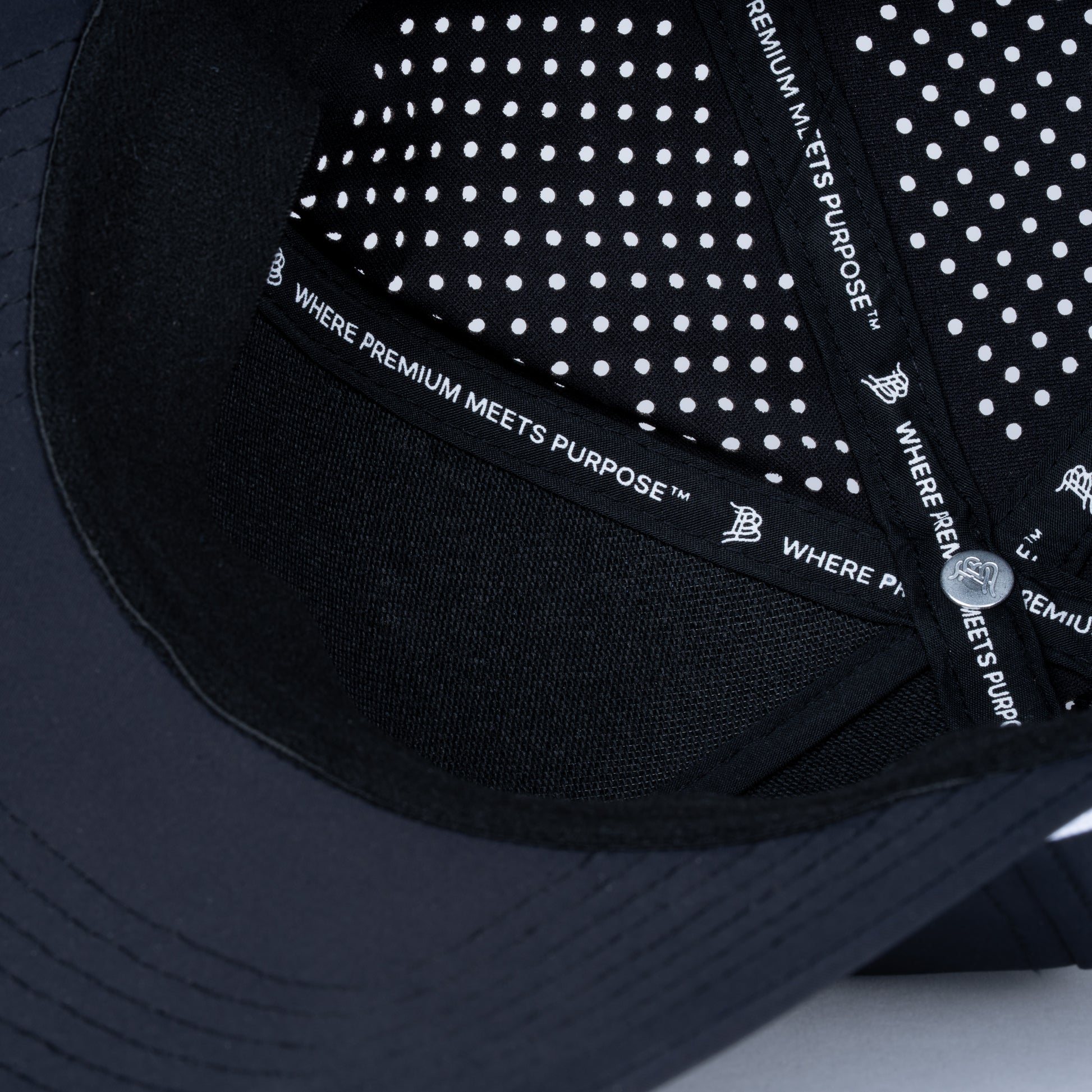 Curved 5-Panel Rope Hat: Stacked Logo - Black