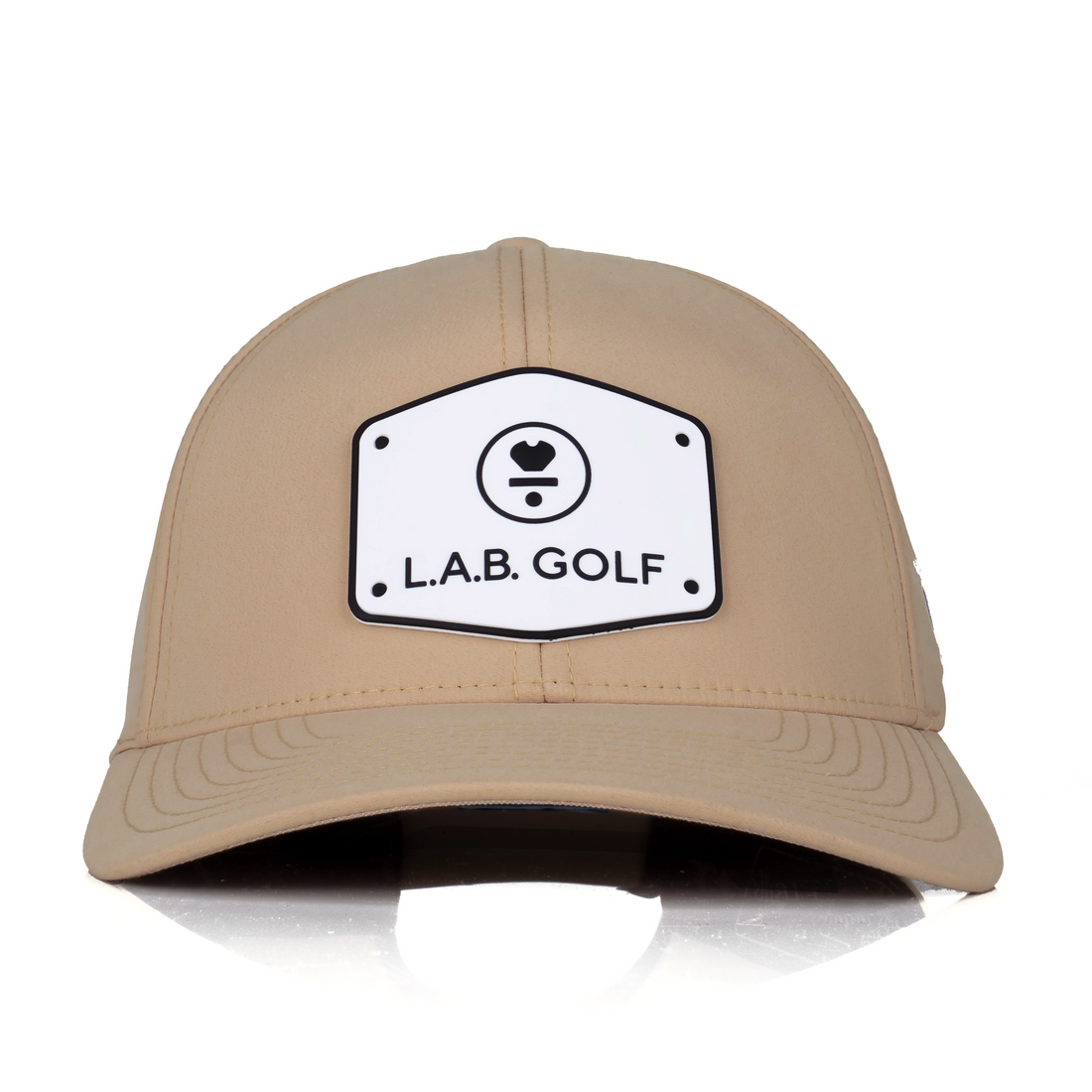Curved Performance Hat: Stacked Logo - Desert