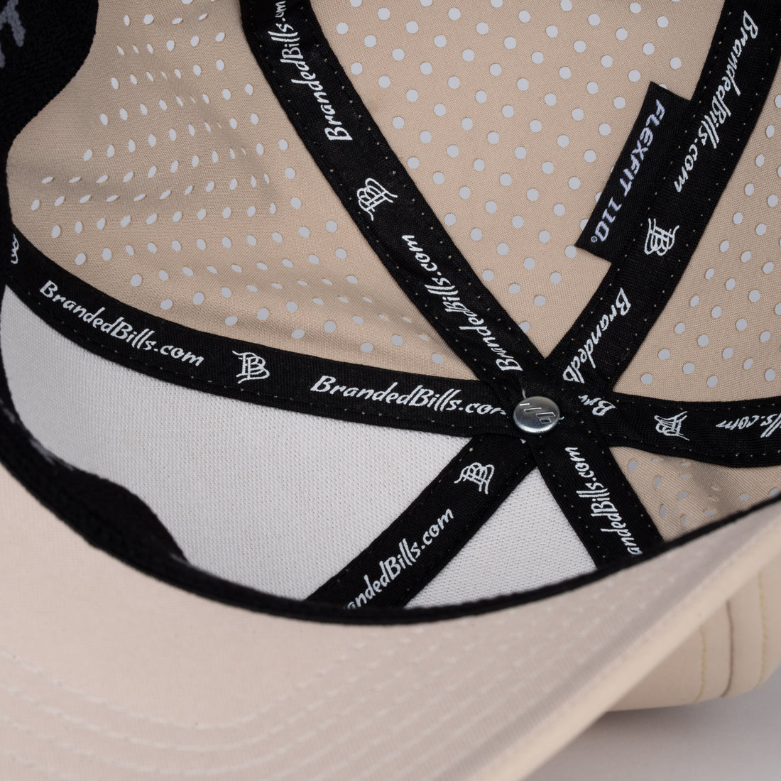 Curved Performance Hat: Stacked Logo - Desert
