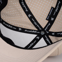 Curved Performance Hat: Stacked Logo - Desert