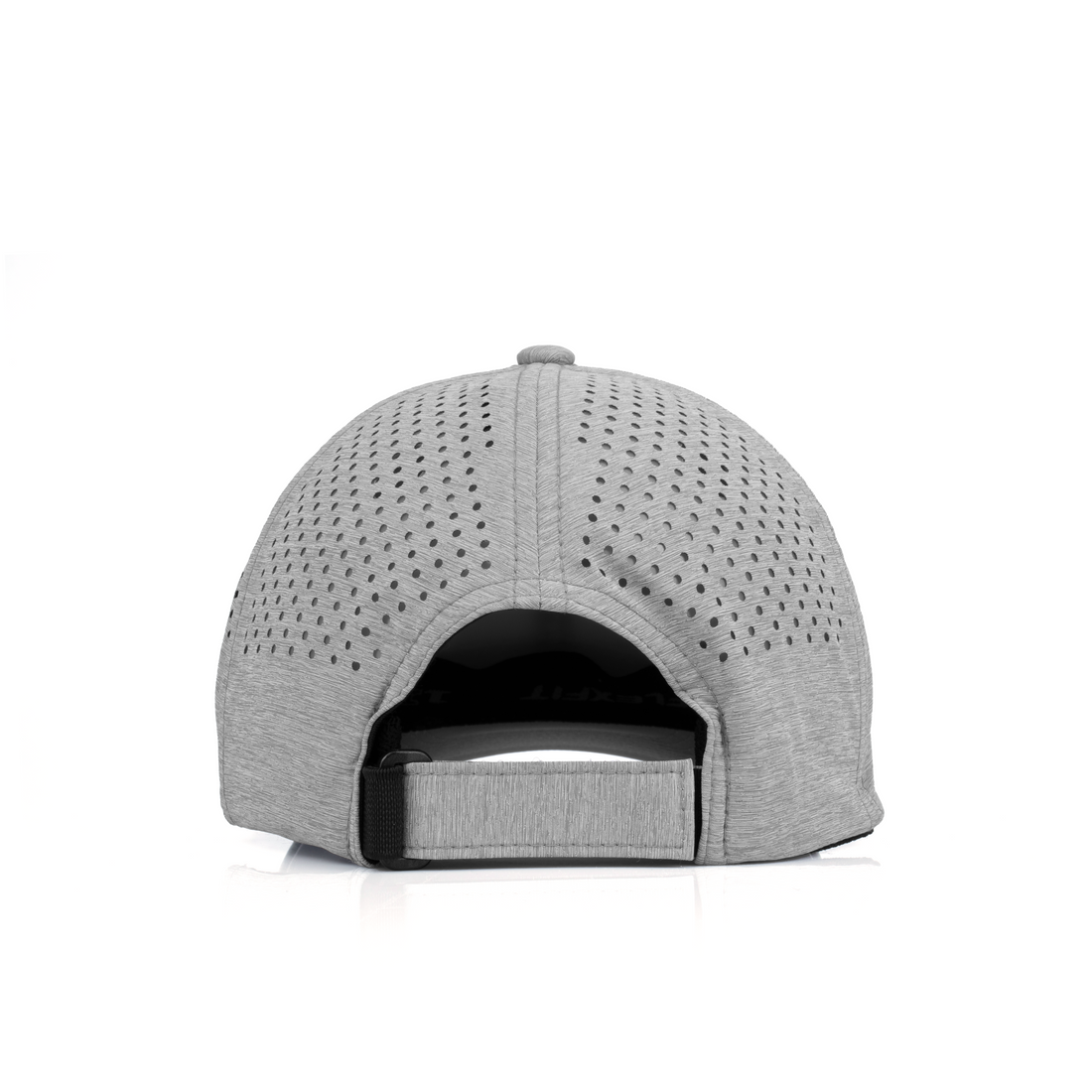 Curved Performance Hat: Stacked Logo - Heather Gray