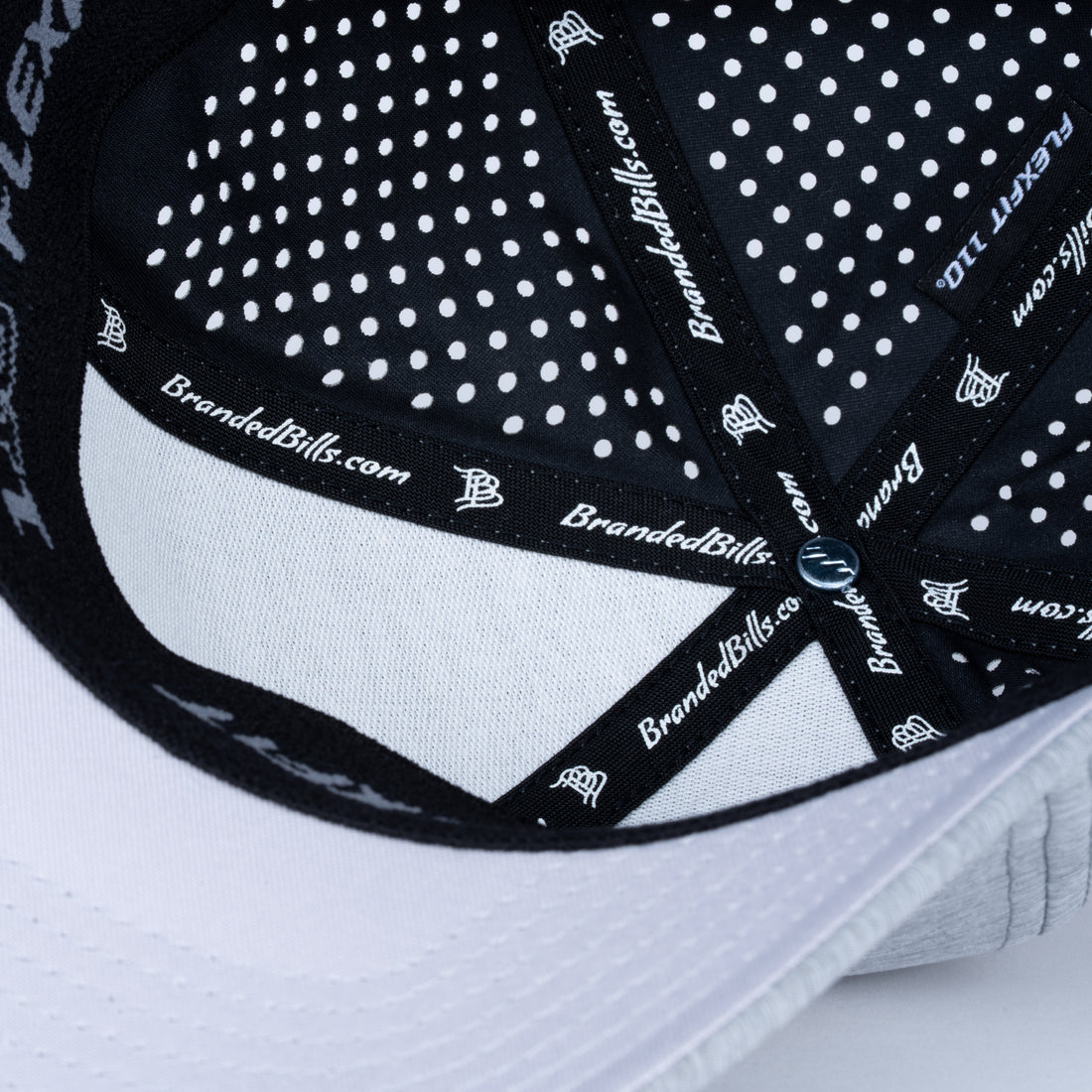 Curved Performance Hat: Stacked Logo - Heather Gray