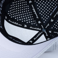 Curved Performance Hat: Stacked Logo - Heather Gray