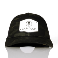 Curved Performance Hat: Stacked Logo - Multicam