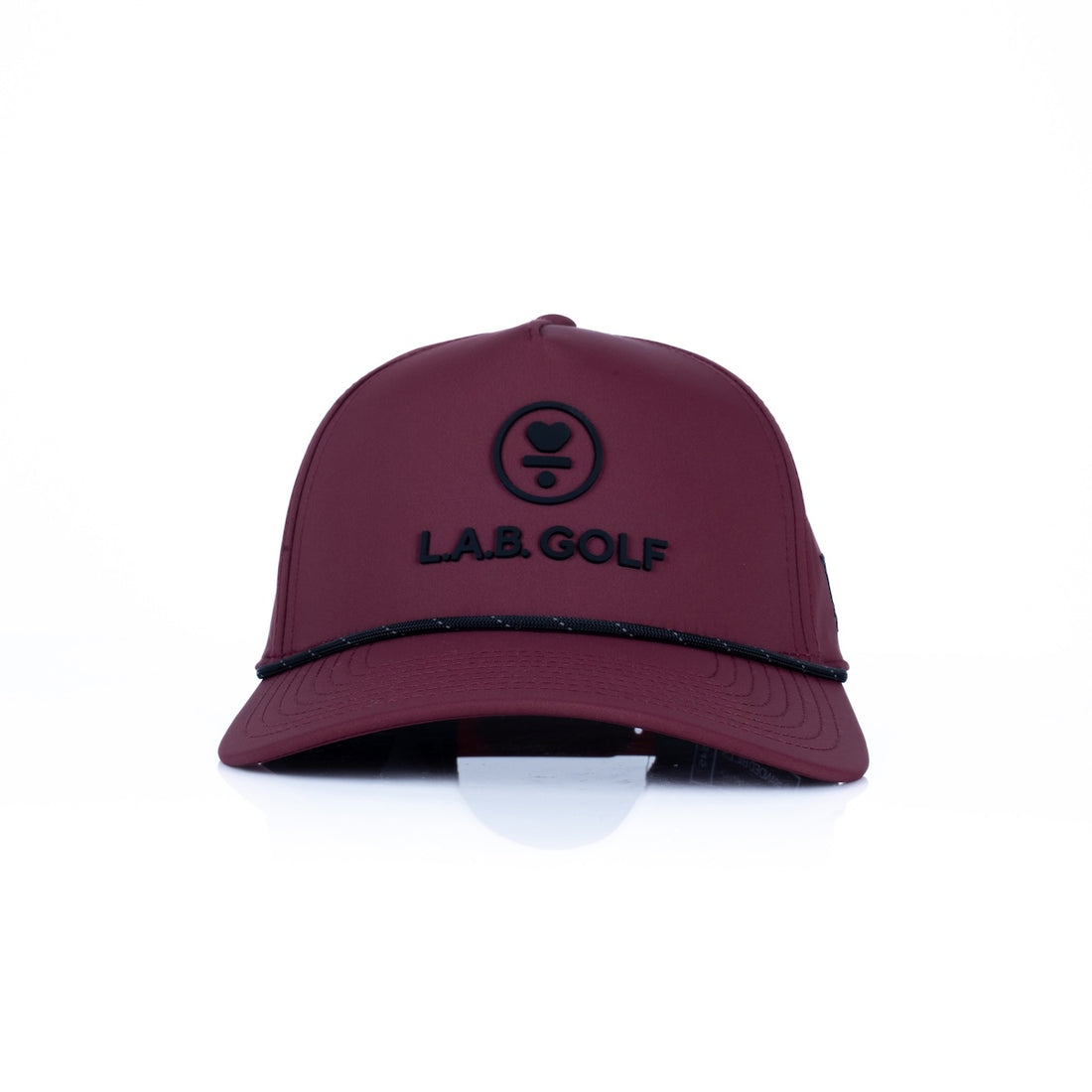 Curved 5-Panel Rope Hat: Stacked Logo - Maroon