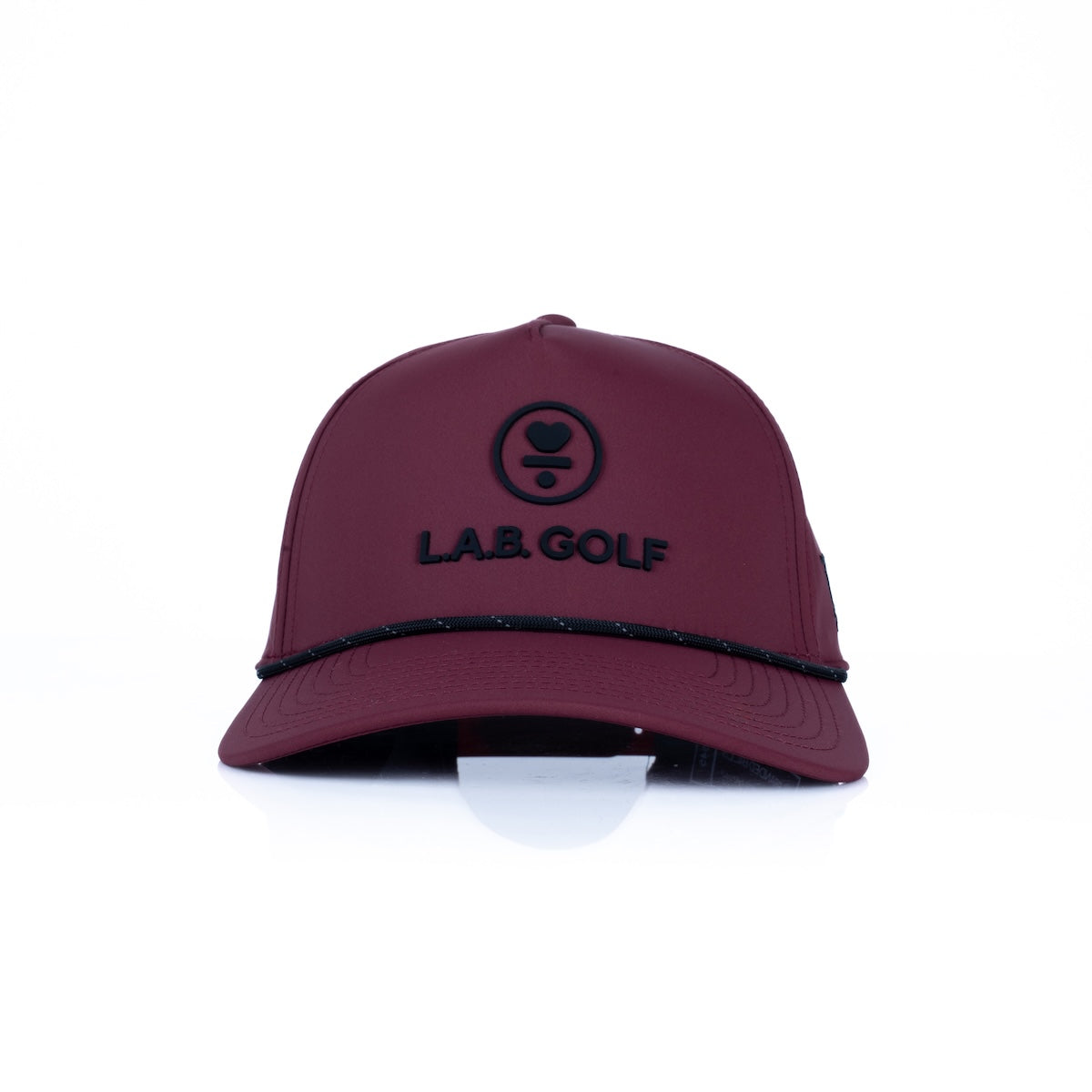 Curved 5-Panel Rope Hat: Stacked Logo - Maroon