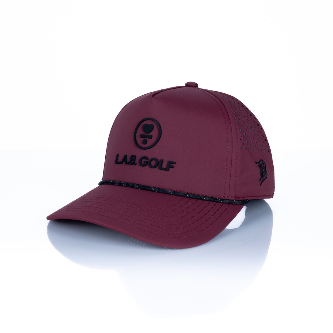 Curved 5-Panel Rope Hat: Stacked Logo - Maroon