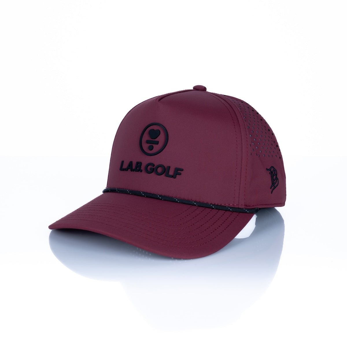 Curved 5-Panel Rope Hat: Stacked Logo - Maroon