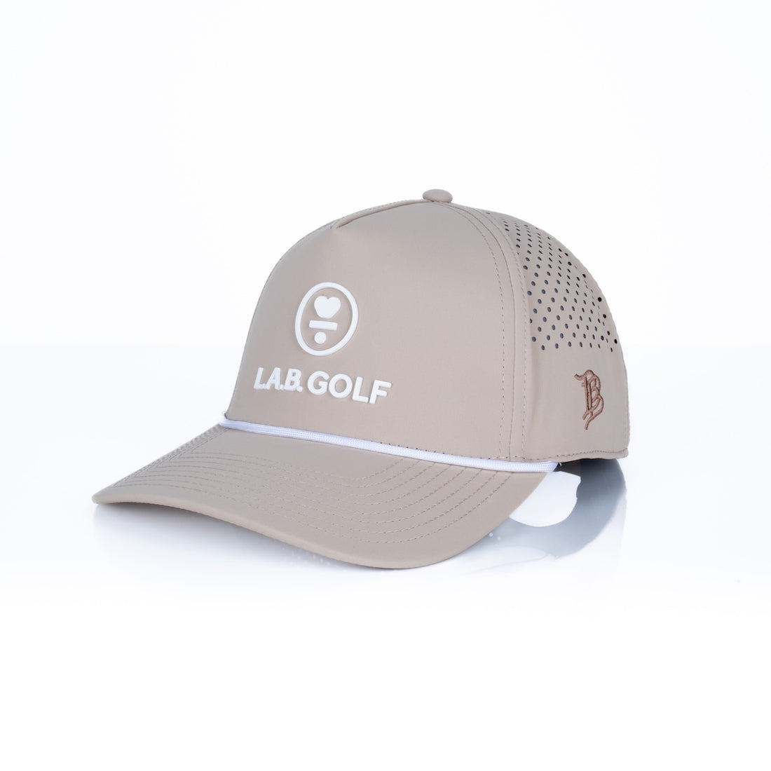 Curved 5-Panel Rope Hat: Stacked Logo - Desert