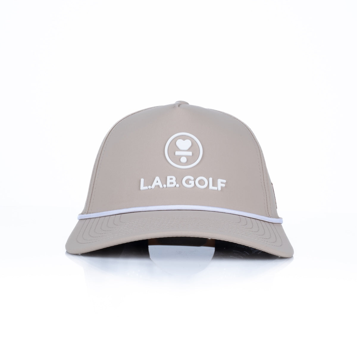 Curved 5-Panel Rope Hat: Stacked Logo - Desert