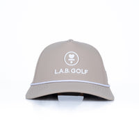 Curved 5-Panel Rope Hat: Stacked Logo - Desert