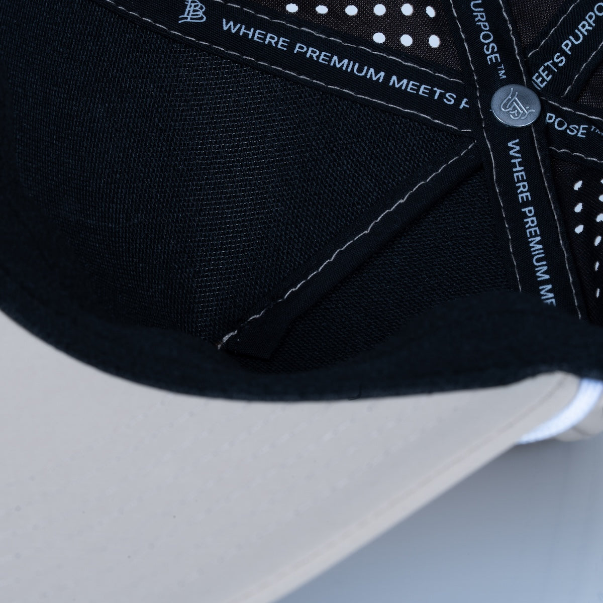 Curved 5-Panel Rope Hat: Stacked Logo - Desert